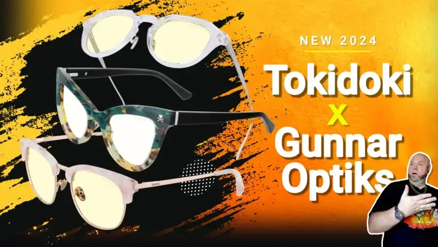 Tokidoki x Gunnar Optiks glasses from the summer 2024 collection featuring the SANDy, Donutella, and Cotton Candy Carnival styles with vibrant colors and designs.
