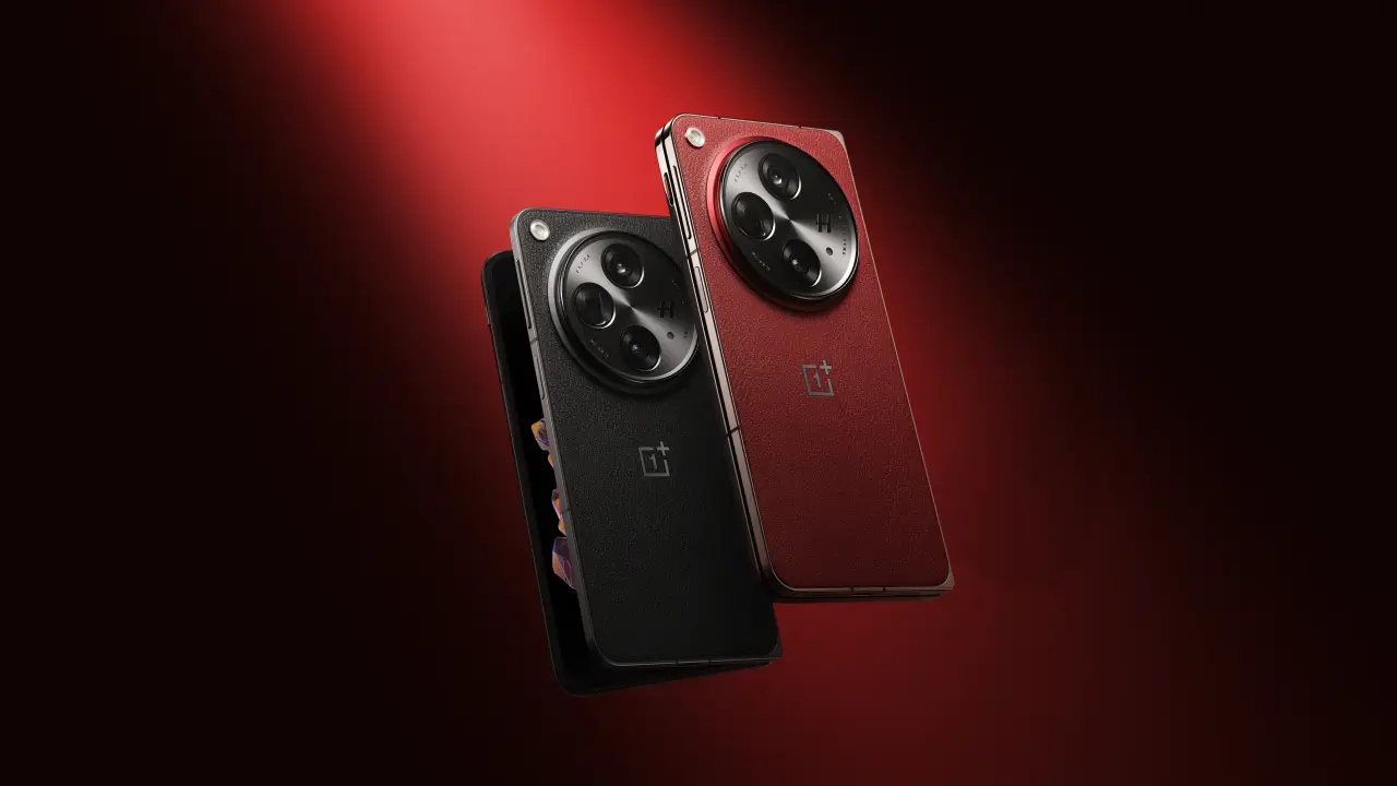 OnePlus Open Apex Edition foldable smartphone in the Crimson Shadow colour.