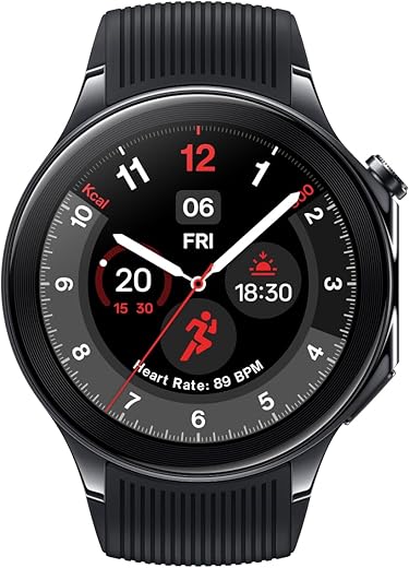 OnePlus Watch 2 Black Steel, 32GB, 100-Hour Battery, Health & Fitness Tracking, Sapphire Crystal Design, Dual-Engine, Wear OS by Google