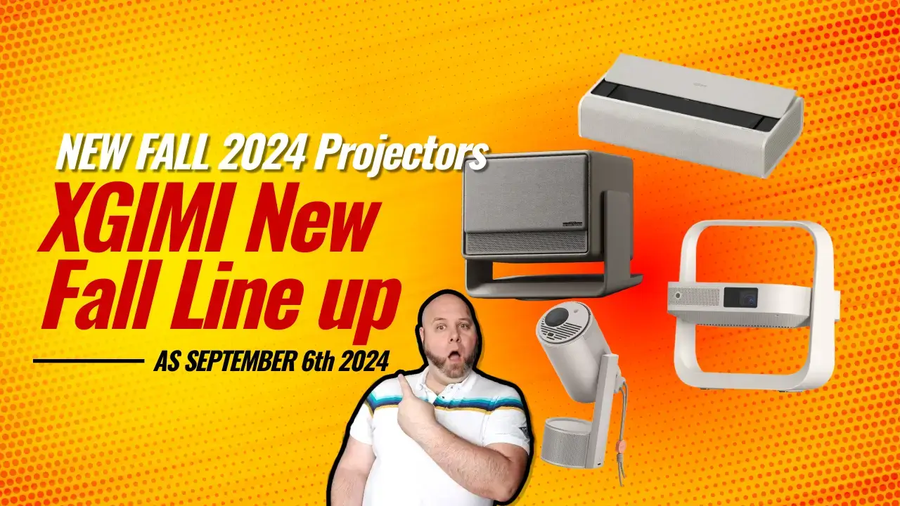 XGIMI Fall 2024 Projector Lineup – Featuring MoGo 3 Pro, Elfin Flip, AURA 2, and HORIZON S Series. Available starting September 6, 2024, at XGIMI.com. Prices start at $399. The lineup includes portable projectors, high-performance home projectors, and luxury home theatre solutions, each offering unique features for various entertainment needs.