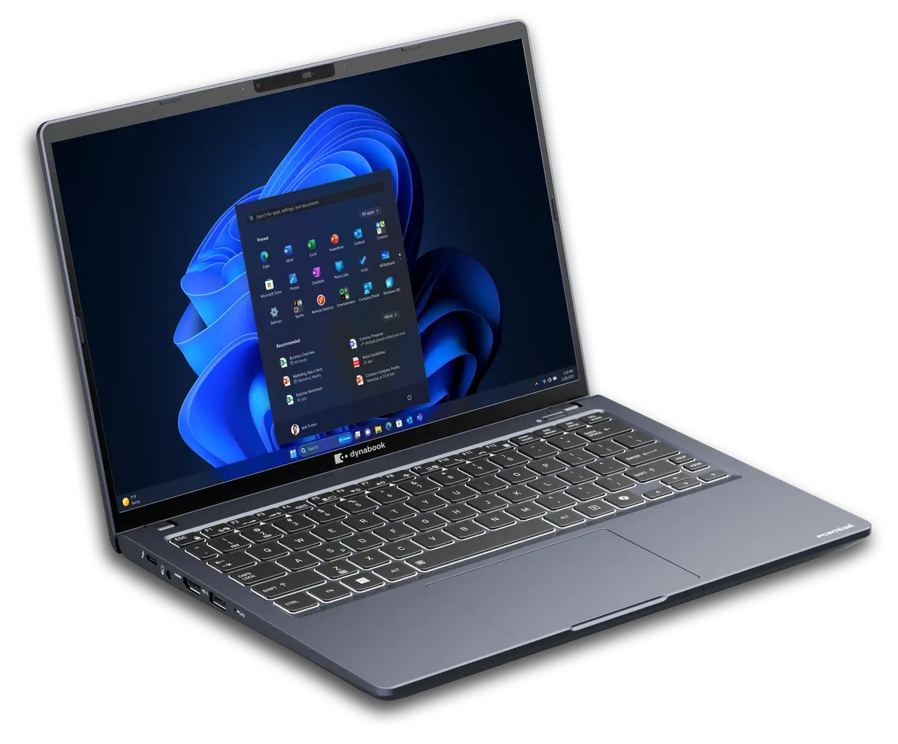 Front view of the Dynabook Portégé X30L-M, highlighting its sleek design and 13.3-inch display.